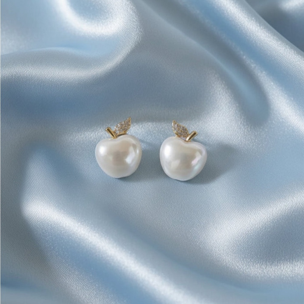 Elegant Pearl Apple Earrings